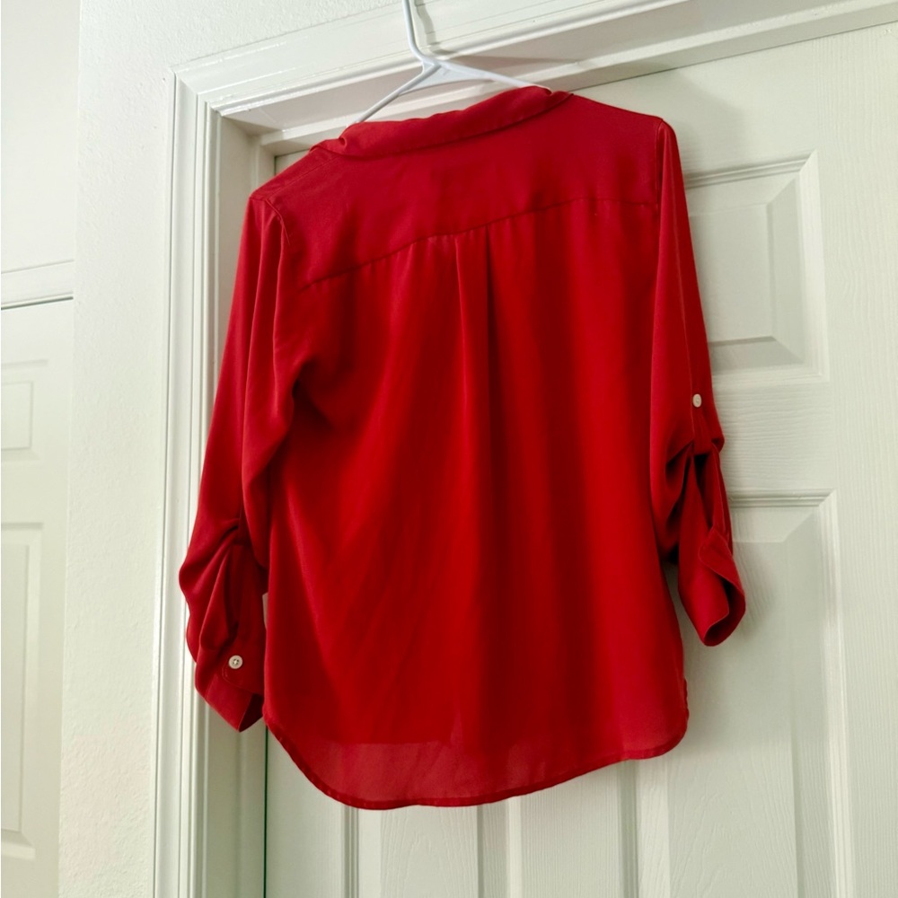 NWOT LOFT Red Petite Button Down Collared Shirt -… - image 4